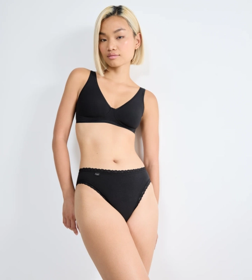 Majtki damskie sloggi czarne 24/7 Cotton Lace Tai figi bawełniane