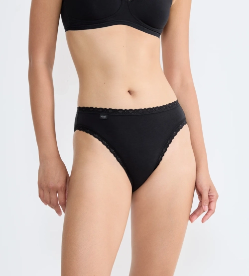 Majtki damskie sloggi czarne 24/7 Cotton Lace Tai figi bawełniane