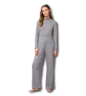 Spodnie damskie Triumph Thermal WIDE TROUSER z wysokim stanem szare