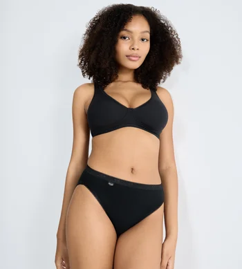 Majtki damskie Sloggi czarne Basic+ Tai figi bawełniane 3 szt