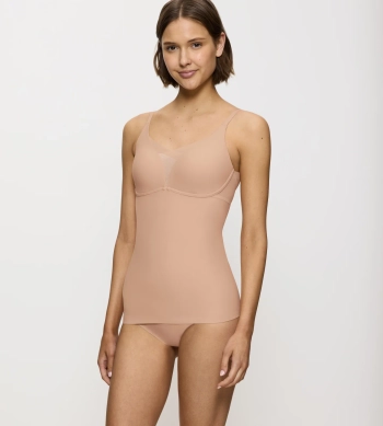 Koszulka z biustonoszem Triumph beżowa Shape Smart Bra-Shirt bez fiszbin