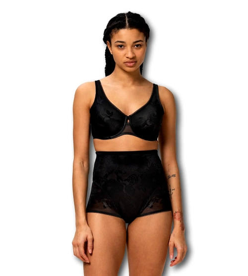 Majtki damskie Triumph czarne Wild Rose Sensation Highwaist  figi z wysokim stanem