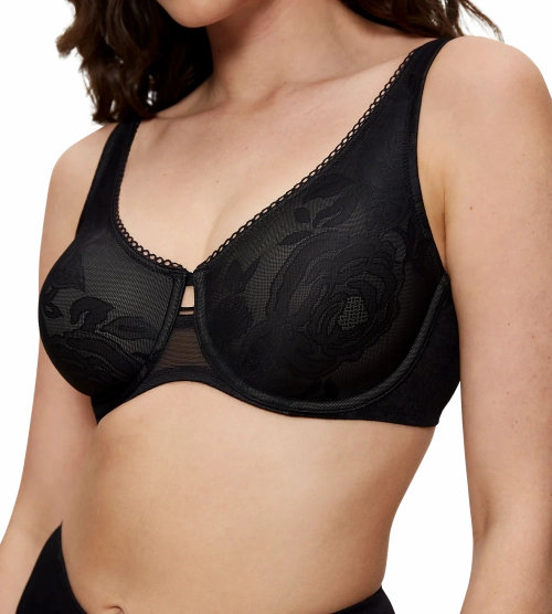 Biustonosz Triumph czarny Wild Rose Sensation miękki minimizer z fiszbinami