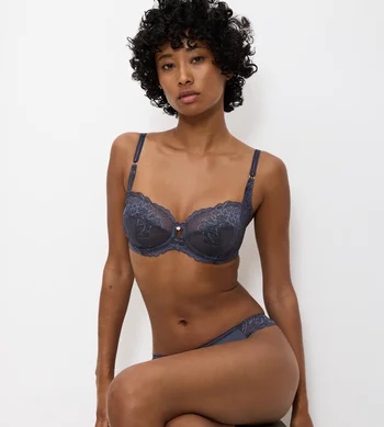 Biustonosz Triumph szary Wild Peony Florale W miękki z fiszbinami push-in