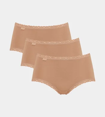 Majtki damskie sloggi cieliste 24/7 Cotton Lace Midi 3 szt. figi bawełniane z koronką