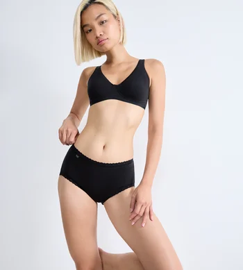 Majtki damskie sloggi czarne 24/7 Cotton Lace figi bawełniane Midi