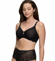 Biustonosz Triumph czarny Peony Florale W miękki z fiszbinami