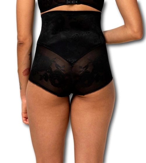 Majtki damskie Triumph czarne Wild Rose Sensation Highwaist  figi z wysokim stanem