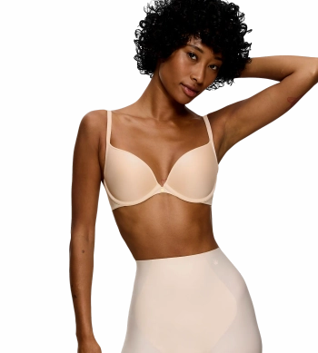 Biustonosz Triumph beżowy Body Make-Up Essentials WHU push-up miękki z fiszbinami