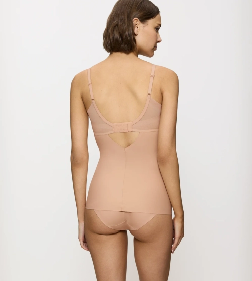 Koszulka z biustonoszem Triumph beżowa Shape Smart Bra-Shirt bez fiszbin