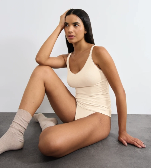 Koszulka damska sloggi kremowa GO Shirt 2 szt podkoszulka bawełniana