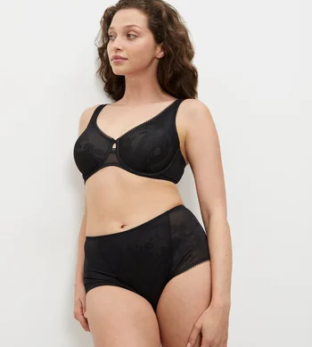 Biustonosz Triumph czarny Wild Rose Sensation miękki minimizer z fiszbinami