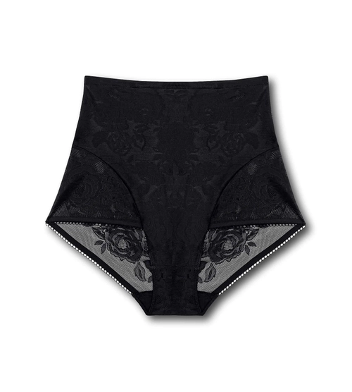 Majtki damskie Triumph czarne Wild Rose Sensation Highwaist  figi z wysokim stanem